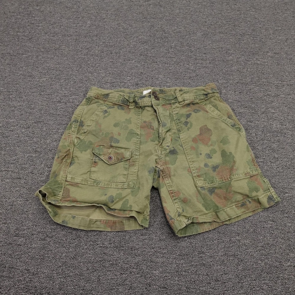 Anthropologie The Wanderer Shorts Womens 25 Green Camo Cargo Relaxed Casual